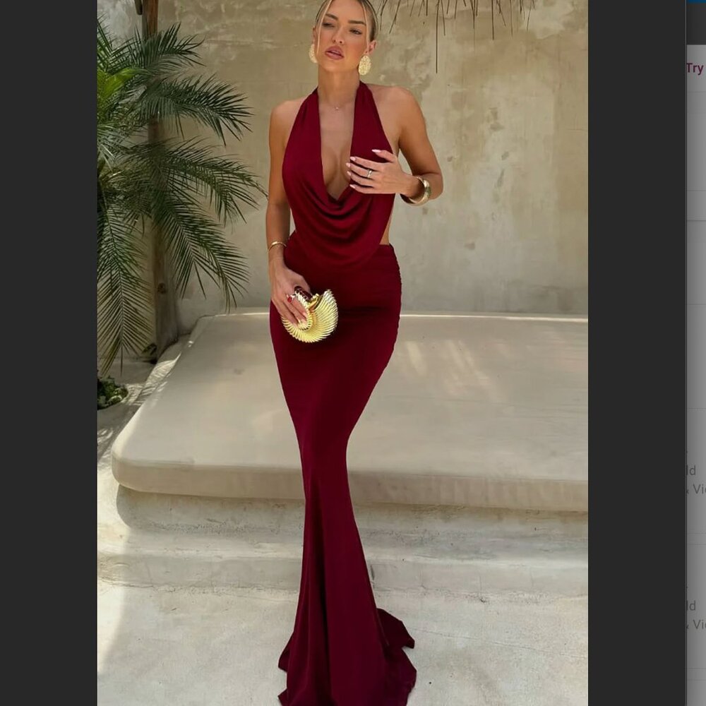 Fashion Nova Make An Effort Maxi Dress in Burgundy